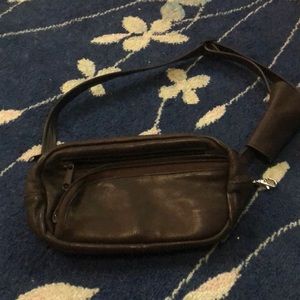 Brown leather daymayer fanny pack